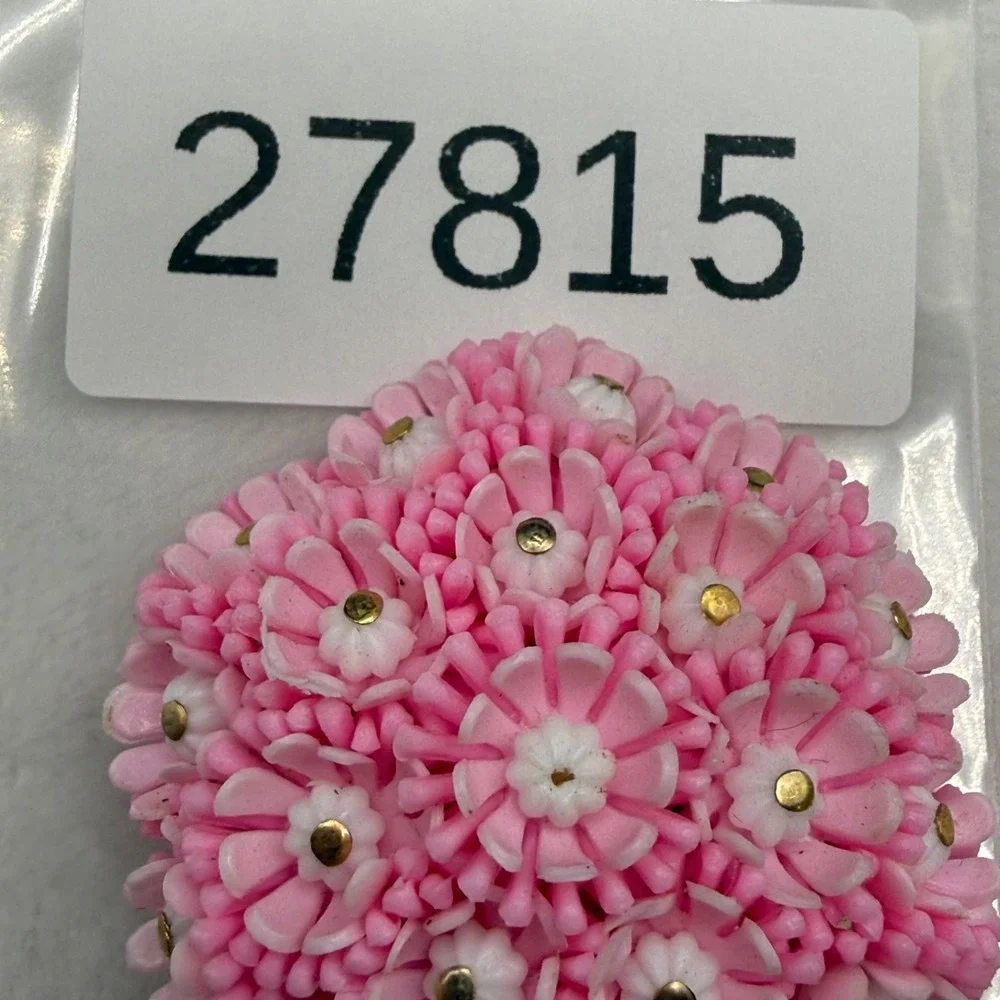 Vintage Flower Brooch Pink Dome